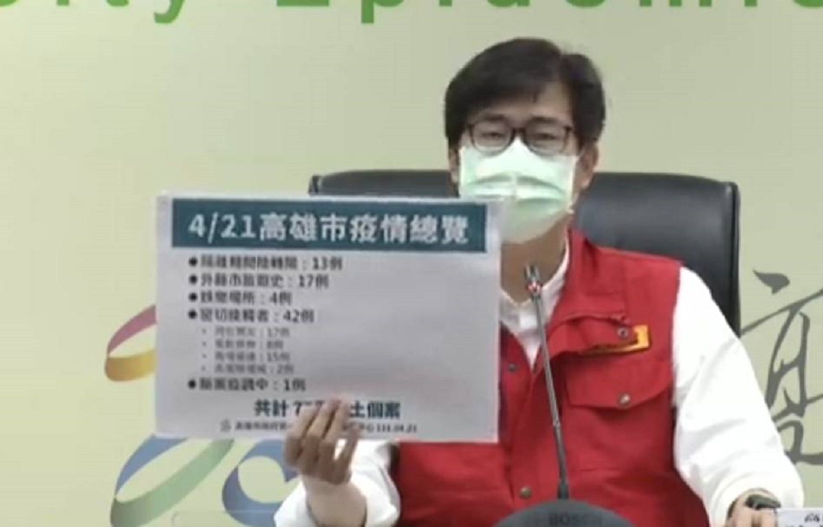 ▲高雄市今(21)日新增77例本土確診個案，市長陳其邁表示，高雄目前的風險仍是外縣市移動，且辦公空間、廠辦、市場等也都是高風險場域。(圖／高市府提供)