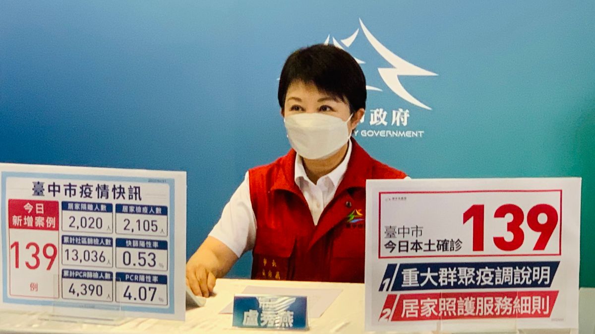 ▲台中市長盧秀燕宣佈，參加阿妹演唱會累計確診者已達32案。（圖／記者顏幸如攝，2022.04.21）