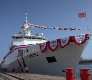 ▲海巡署艦隊分署4千噸級新竹號巡防艦。(圖／記者黃守作攝，2022.04.22)