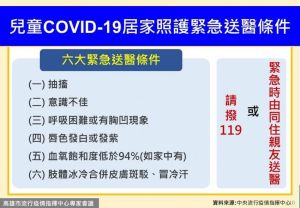 ▲兒童居家照護警急送醫條件。(圖/高市府提供) ▲兒童居家照護警急送醫條件。(圖/高市府提供)