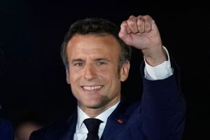 ▲法國總統大選第二輪決選投票，現任總統馬克宏連任成功。（圖／美聯社）