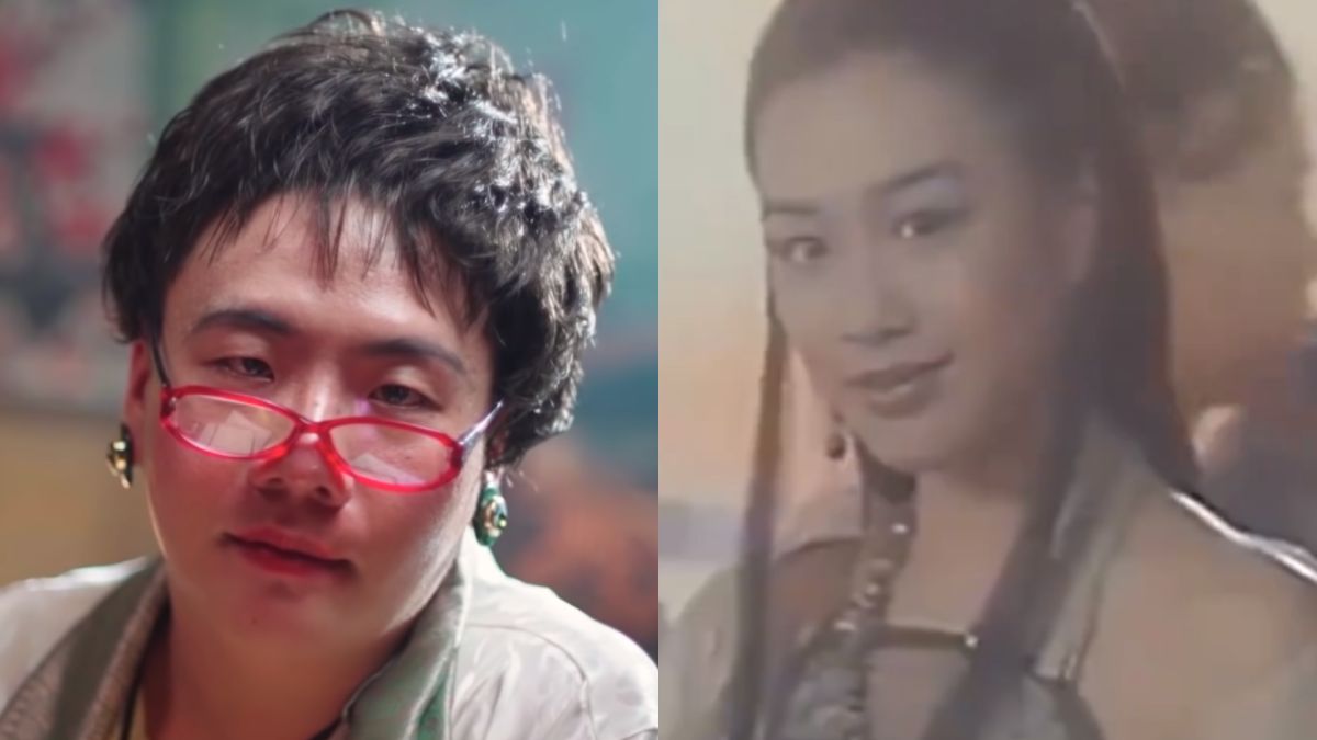 ▲阿翰（左圖）飾演的算命阿姨被九天玄女附身，而20多年前港片也有九天玄女角色。（圖／阿翰po影片YouTube、豆瓣電影）