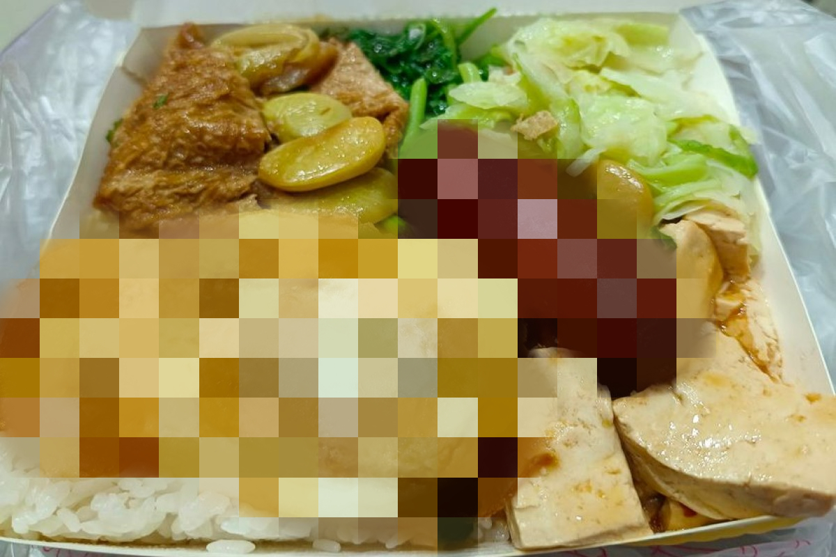 ▲一名網友買了一個沒有主菜的便當要價65元，卻讓所有網友都直喊羨慕。（圖／翻攝自《爆廢公社》）