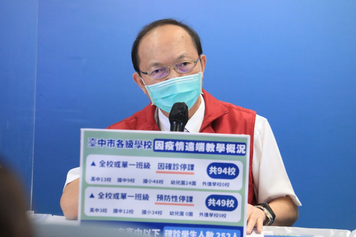 ▲昨天才出席防疫記者會的台中市教育局長楊振昇，中午傳出快篩陽性，已赴醫院PCR。（圖／台中市政府提供，2022.04.29）