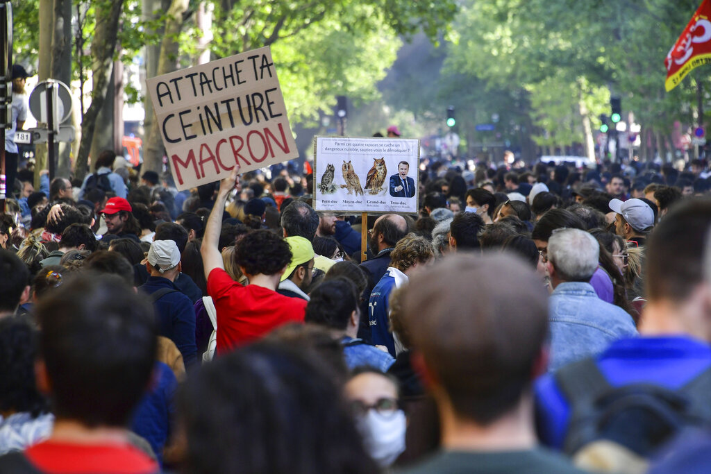 ▲法國五一勞動節全國遊行於總統馬克宏當選連任一週後登場。（圖／美聯社）