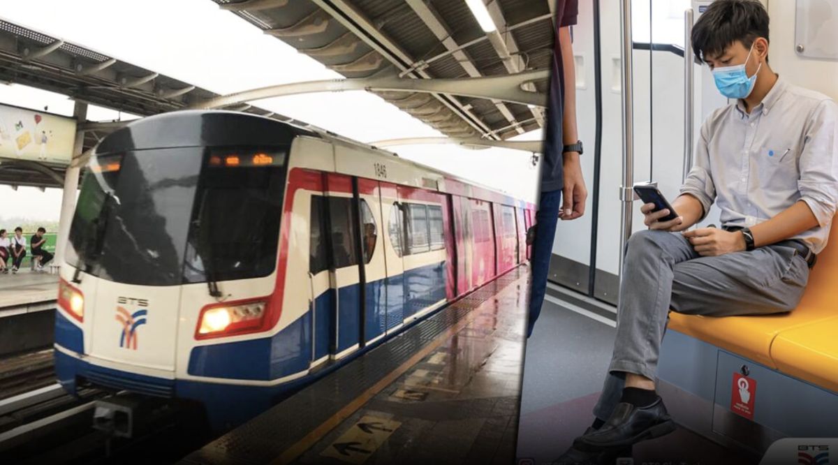 ▲泰國曼谷捷運公司日前點名愛翹二郎腿的乘客，呼籲搭乘時避免翹腳行為，以免影響其他乘客。（圖／ Khaosod Online）