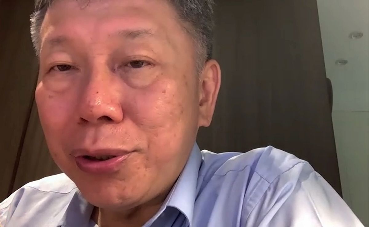 ▲因為隨扈PCR陽性確診，台北市長柯文哲4日改採居家辦公，以視訊方式與北市府局處召開晨會。（圖／台北市政府提供）