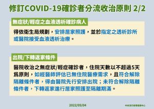 ▲即日起調整COVID-19確定病例輕重症分流收治原則。（圖／指揮中心）