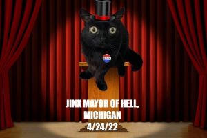 ▲日前Mia在推特上宣布Jinx將於4月24日擔任鎮長一職！（圖／推特帳號bigfootjinx）