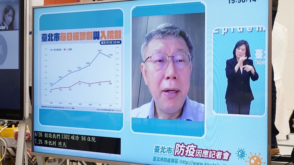 ▲因為隨扈確診，台北市長柯文哲4日進行居家辦公，並以視訊的方式參與台北市政府的防疫記者會。（圖／台北市政府提供）