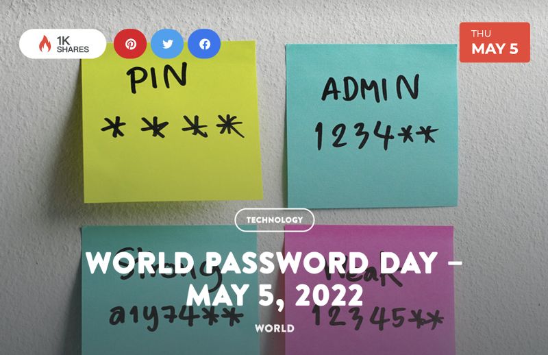 ▲每年5月的第一個星期四是「世界密碼日」，今年就落在5/5，nationaltoday網站公布5組超弱密碼，其中「123456」是台灣人也常使用的弱密碼之一。（圖／翻攝網站）