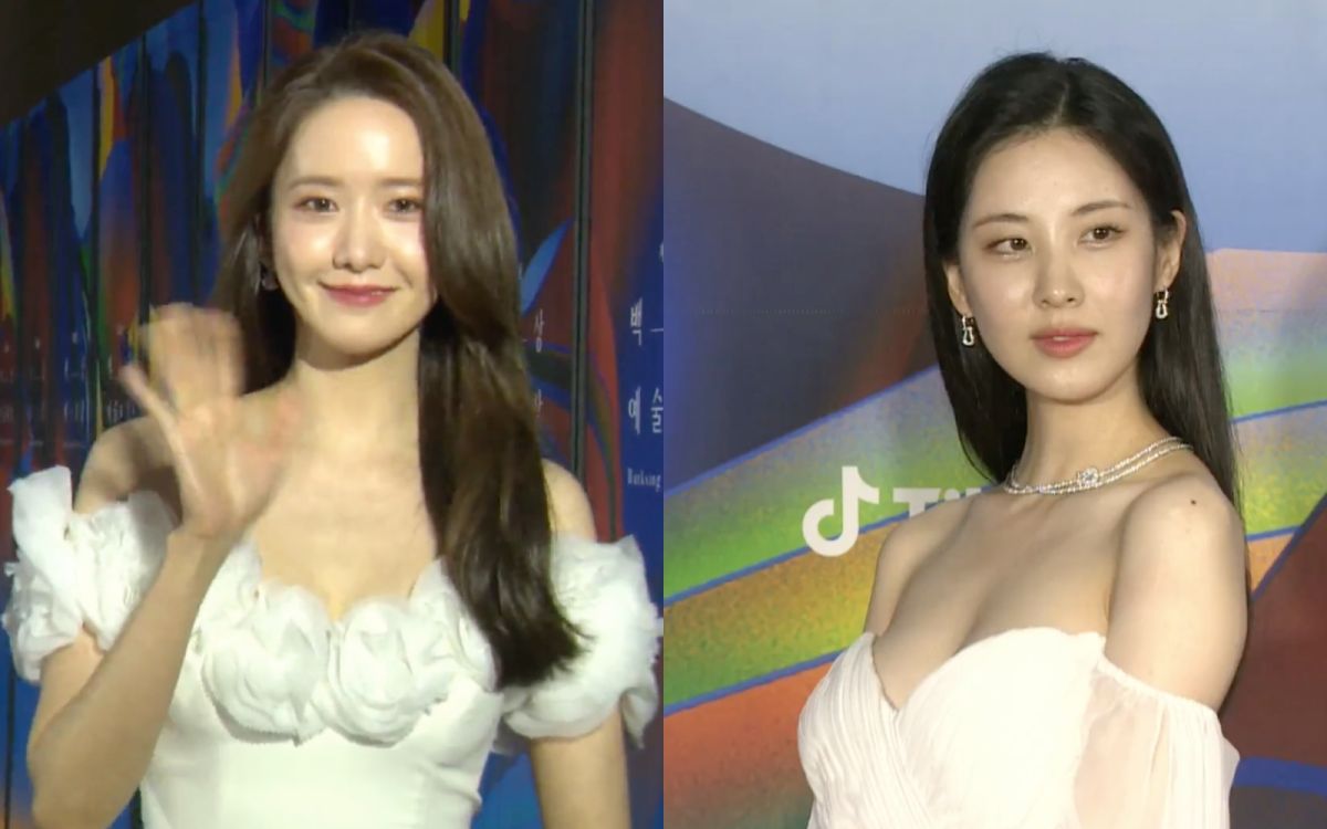 ▲潤娥跟徐玄（右）在第58屆「百想藝術大獎」的服裝氣質美麗。（圖／baeksang.official tiktok）