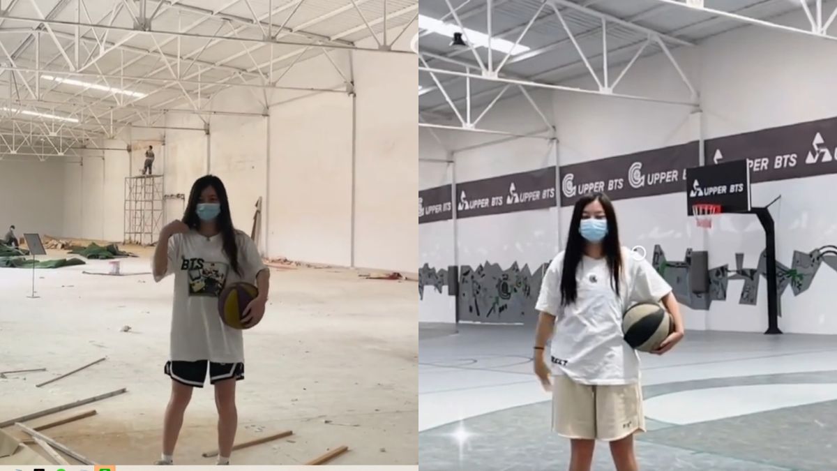 ▲中國雲南正妹，為了男友打造100萬人民幣的私人籃球場，引起廣大網友熱議。（圖／涂TuTu譚微博）