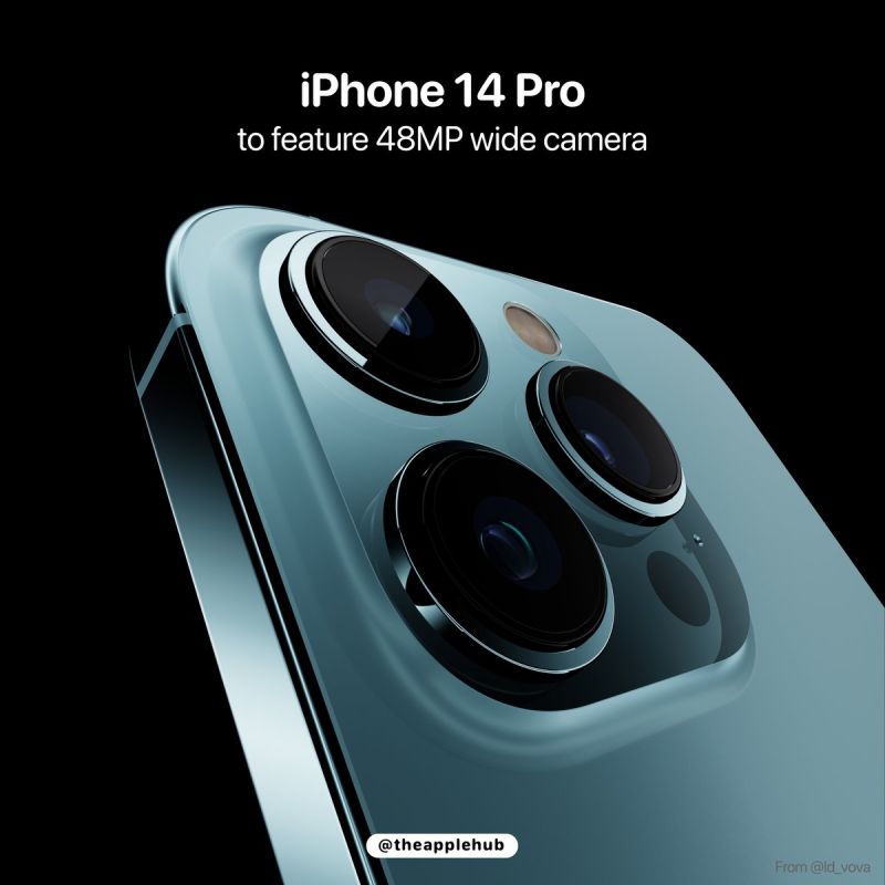 ▲傳聞iPhone 14 Pro系列會使用4800萬畫素鏡頭。(渲染圖，圖／翻攝AppleHub）