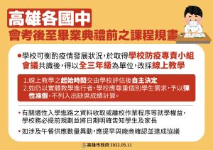 ▲高市教育局宣布，國中會考後到畢業典禮前課程規劃。（圖／高市府提供）