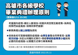 ▲高雄市各級學校辦理畢業典禮原則。(圖/高市府提供) ▲高雄市各級學校辦理畢業典禮原則。(圖/高市府提供)