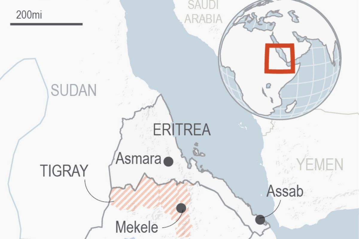 ▲除了北韓，位於非洲的厄利垂亞，至今也是處於沒有讓人民打疫苗的狀態。地理位置示意圖。（圖／美聯社／達志影像）