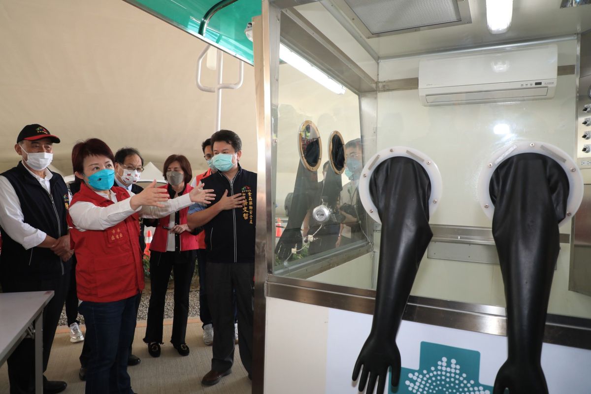 ▲中市府規劃大型篩檢站，提供採檢、看診、領藥一條龍「PCR給藥得來速」服務(圖／市政府提供2022.5.19)