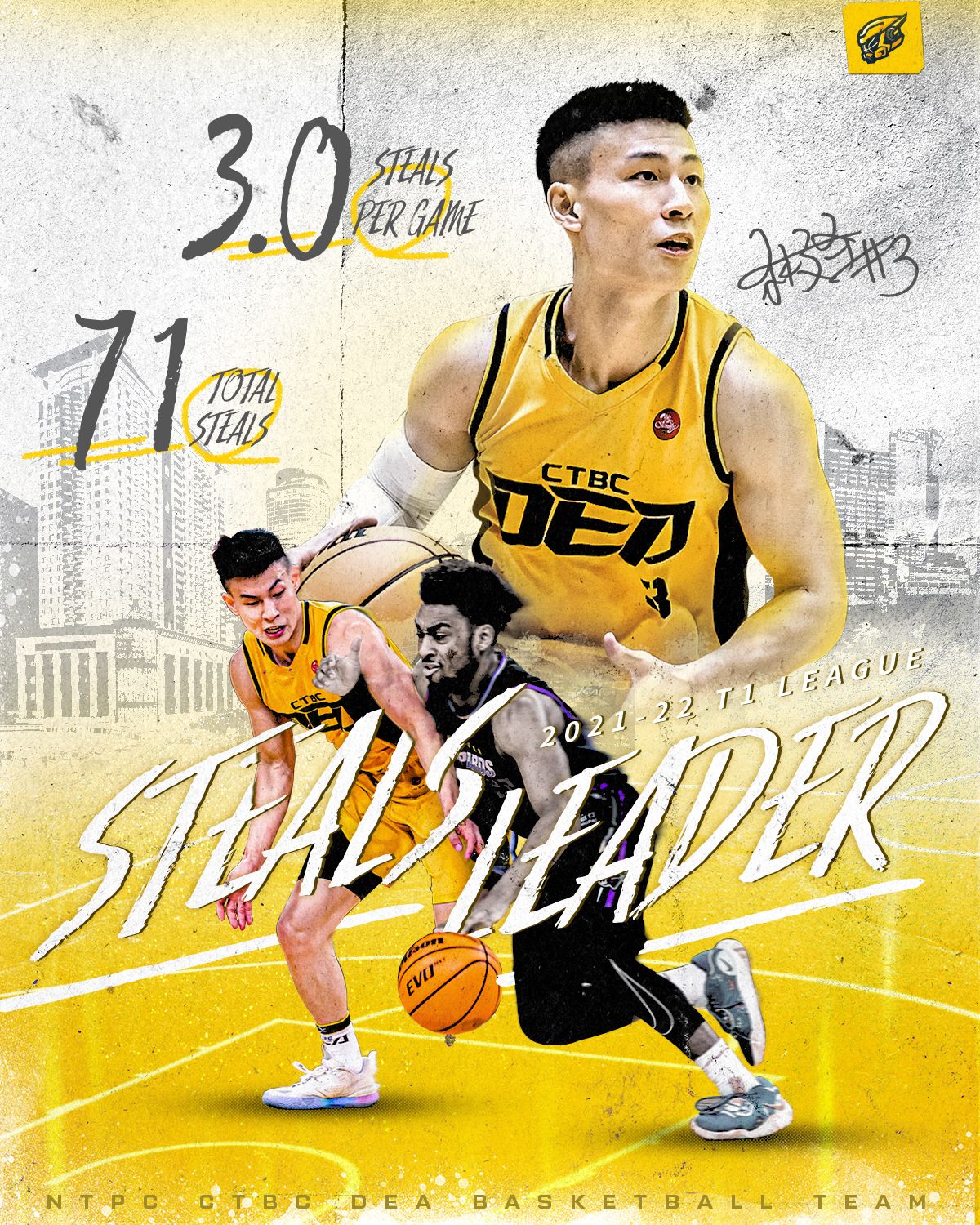 ▲特攻防守大鎖林秉聖 勇奪T1元年抄截王。（中信提供）