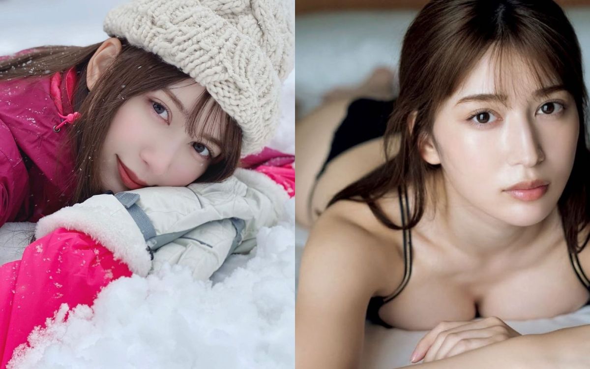 ▲雪平莉左雪中泡湯拍寫真，內容火辣。（圖／雪平莉左IG）