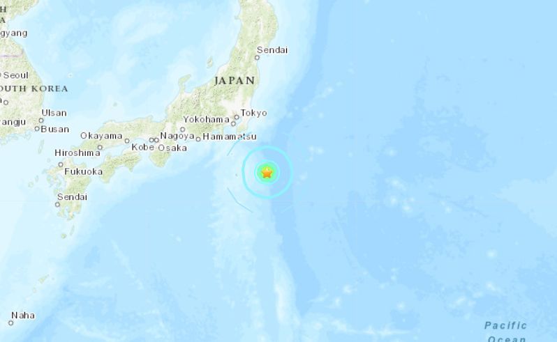 ▲日本本州島東部海岸附近發生規模6地震。（圖／翻攝USGS）