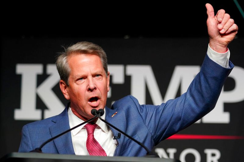 ▲美國喬治亞州現任州長坎普（Brian Kemp）今天擊敗前總統川普支持的挑戰者，贏得共和黨州長初選。（圖／美聯社／達志影像）