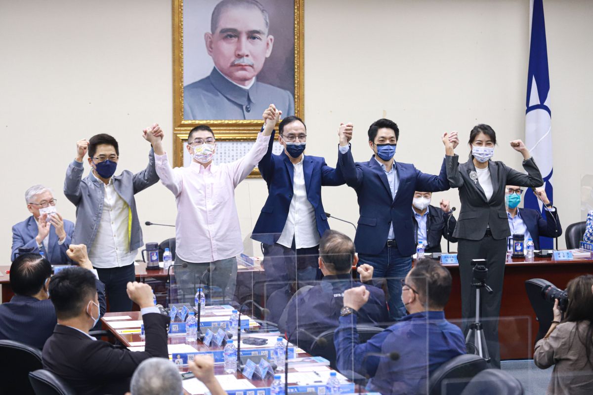 ▲國民黨今日提名蔣萬安參選北市長、謝國樑參選基隆市長、許淑華參選南投縣長。（圖／記者葉政勳攝，2022.5.25）