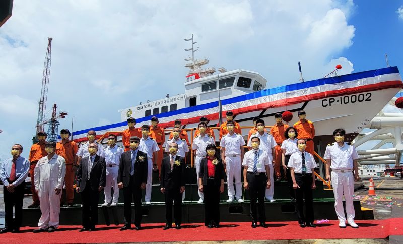 ▲財政部關務署委由台灣國際造船公司新造第2艘100噸級巡緝艇命名下水。(圖／記者黃守作攝，2022.06.02)