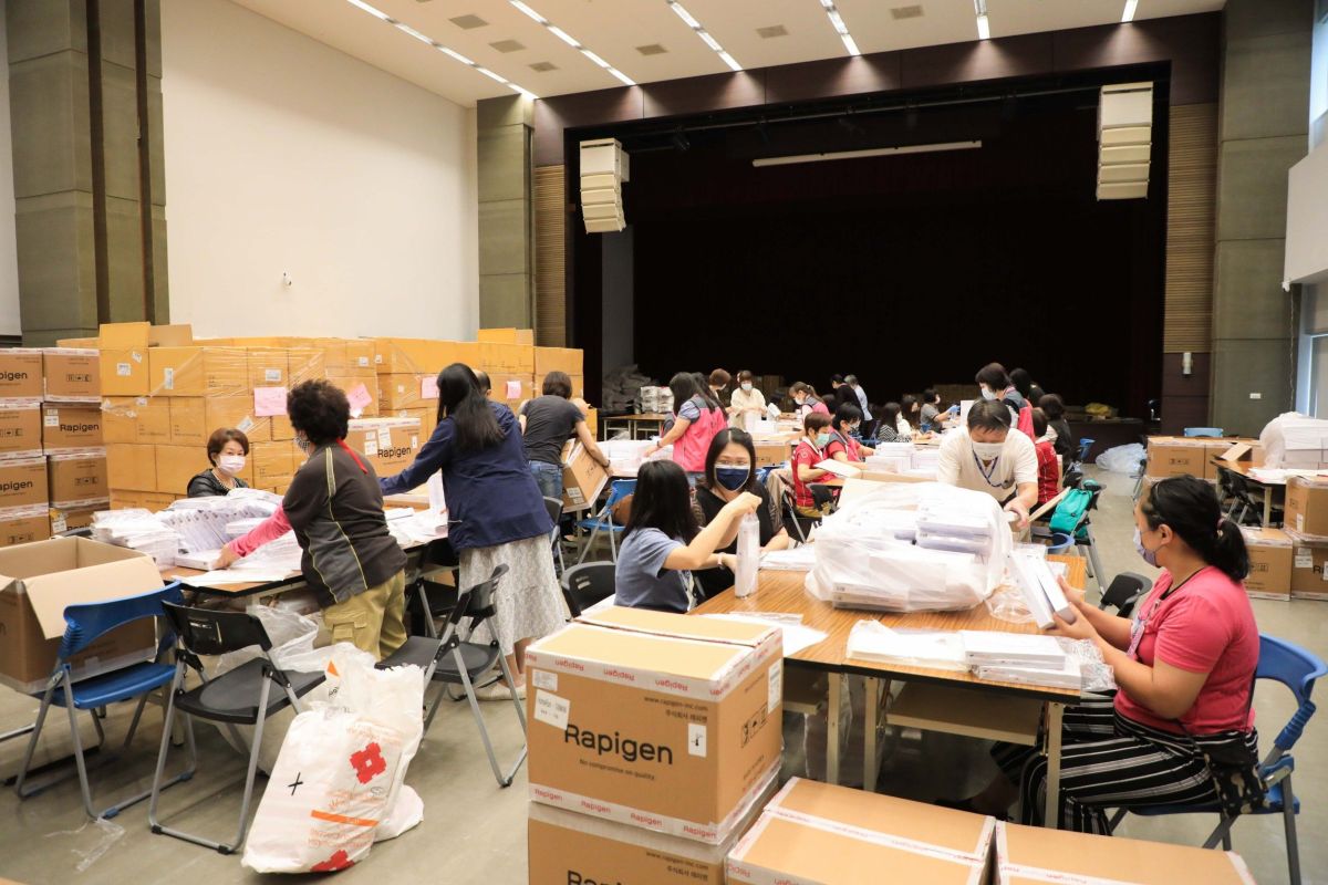 ▲中市府惠中樓快篩區分裝區(圖／市政府提供2022.6.10)