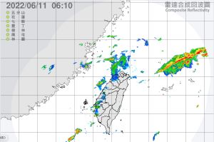 ▲今(11)日鋒面再度南移至台灣附近,各地天氣不穩定,容易有陣雨或是雷雨情形發生。(圖/中央氣象局) ▲今(11)日鋒面再度南移至台灣附近,各地天氣不穩定,容易有陣雨或是雷雨情形發生。(圖/中央氣象局)