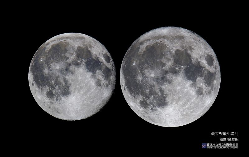 ▲台北市立天文館指出，14日晚間將能觀賞到今年唯二的「超級月亮」，視面積比平常大12%。（圖／翻攝自台北市立天文科學教育館）