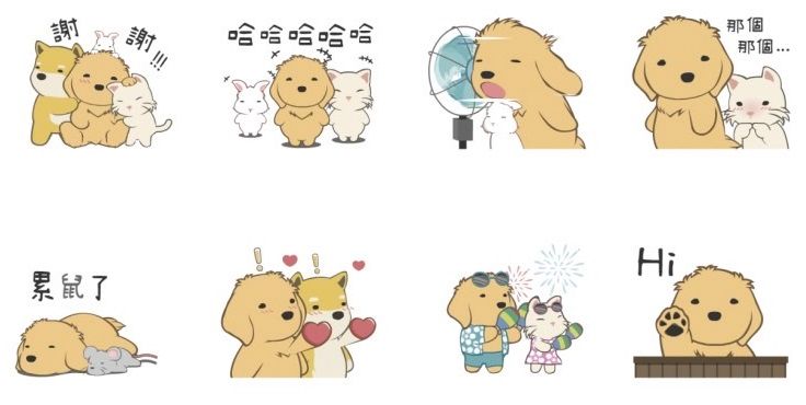 ▲「LINE購物 × 紐約狗狗」免費貼圖。（圖／翻攝自LINE）