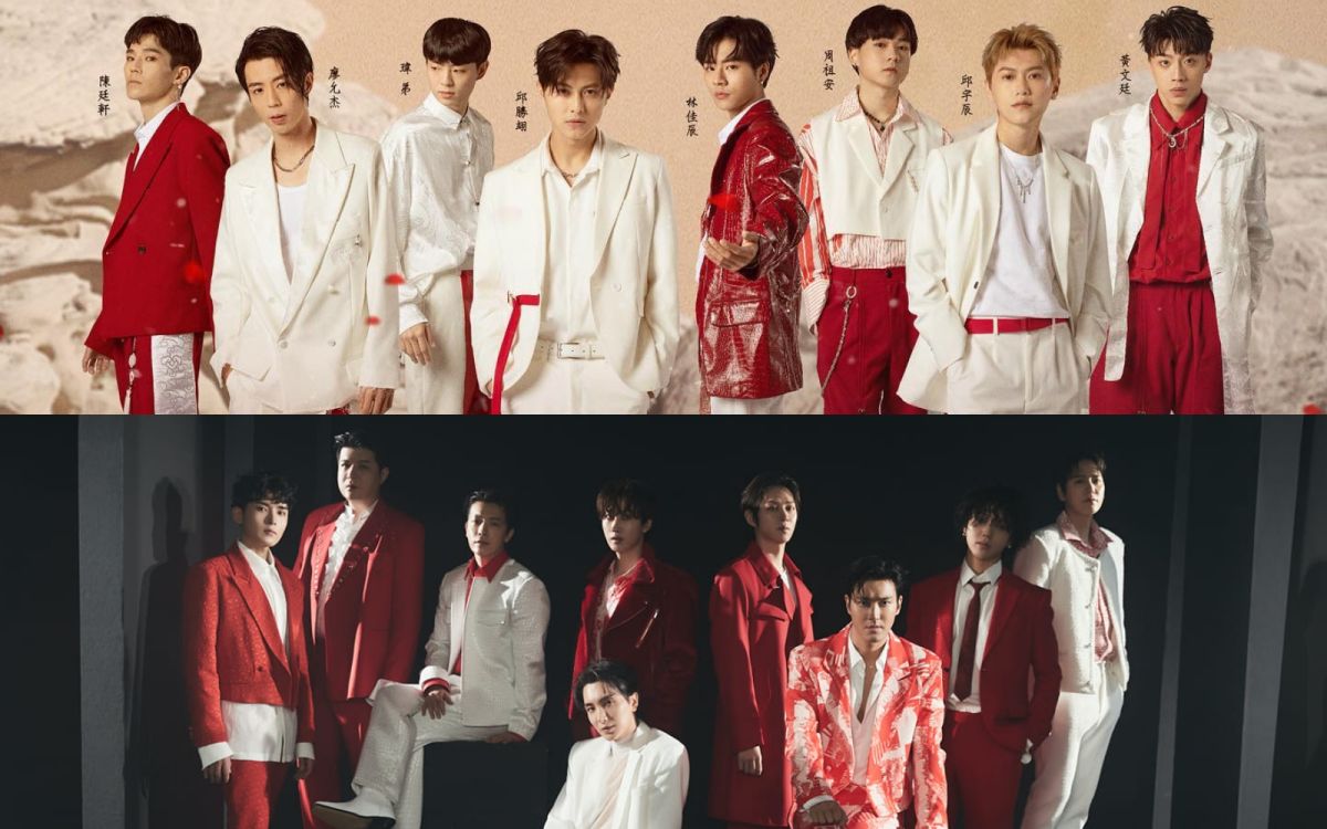 ▲SJ（下）新打歌服與《原子少年》「地球」成員日前表演服相似。（圖／SJ、原子少年臉書）