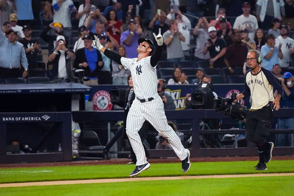 ▲洋基隊Anthony Rizzo敲出再見全壘打。（圖／美聯社／達志影像）