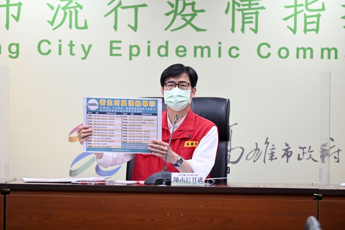 ▲高雄今天新增8237例，盛行率約12.34%，市長陳其邁提醒市民這段期間內家中如果有長輩且有慢性病，在家裡還是盡量戴口罩、不要共餐。（圖／高市府提供）