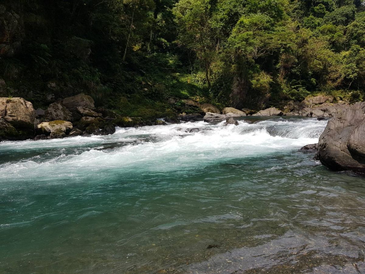 ▲今（18）日早上7點45分，1位50多歲男子與友人前往烏來南勢溪溪谷釣魚時，不慎失足被水沖走，警消正全力搜救中。（圖／翻攝畫面）