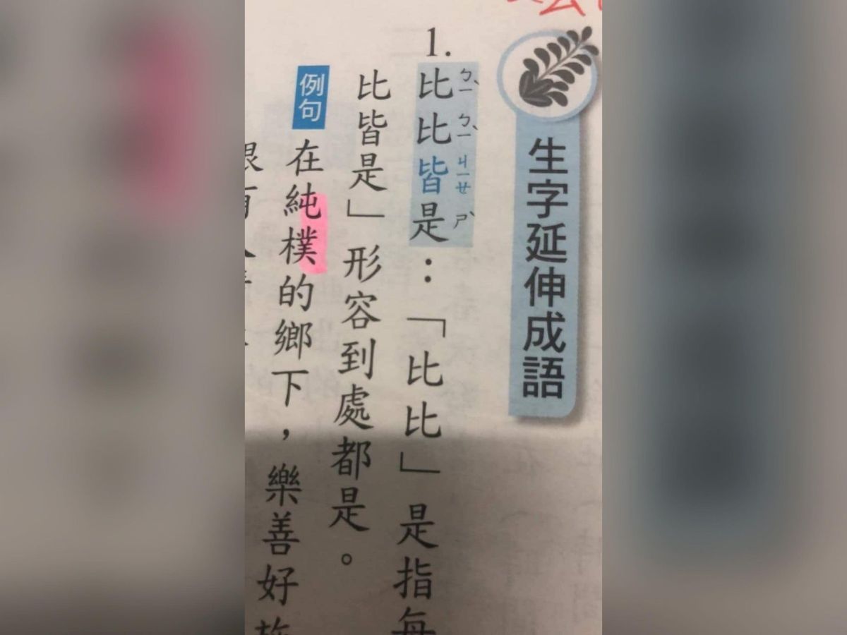 ▲有家長發現小孩的課本上，「比比皆是」的正確讀音竟然與自己過去認知中的大不相同。（圖／翻攝《爆怨公社》）