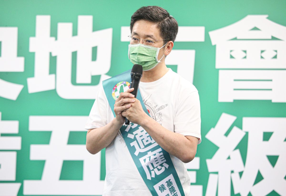 ▲蔡適應參選基隆市長，力拚延續現任市長林右昌的高滿意度執政。（圖／記者葉政勳攝，2022.06.22）