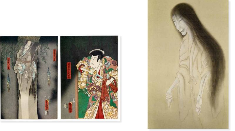 ▲「亞洲的地獄與幽魂」特展加入了台灣視角的敘述，包括受日治時期影響，而有白衣長髮的女鬼形象。（圖／翻攝自展覽摺頁）