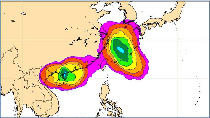 ▲南海、菲律賓東方各有「熱帶擾動」發展，將對台灣帶來4、5天不穩定的天氣。（圖／翻攝自「三立準氣象．老大洩天機」專欄）