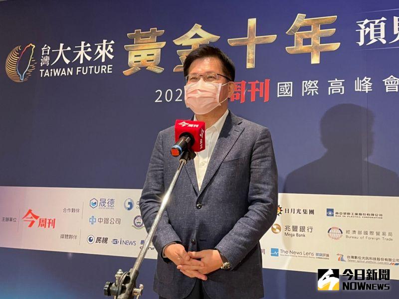 ▲林佳龍表示，蔣萬安的LOGO看起來很像自己提的「Taipei +」，容易讓人民混淆，選舉還是盡量不要抄襲。（圖／記者黃宣尹攝，2022.06.30）