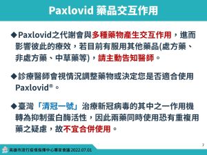 ▲Paxlovid交互作用。(圖/高市府提供) ▲Paxlovid交互作用。(圖/高市府提供)