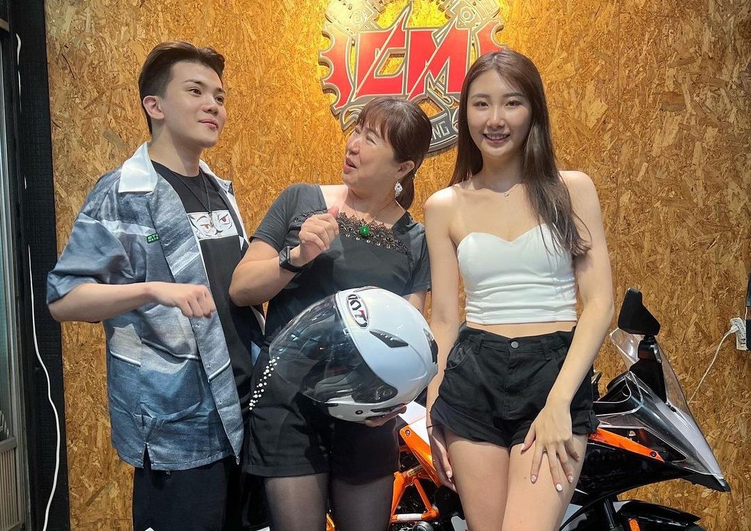 ▲孫生和女友Wendy林宛璇、林媽媽（中）一起去台中騎重機。（圖／孫生IG）