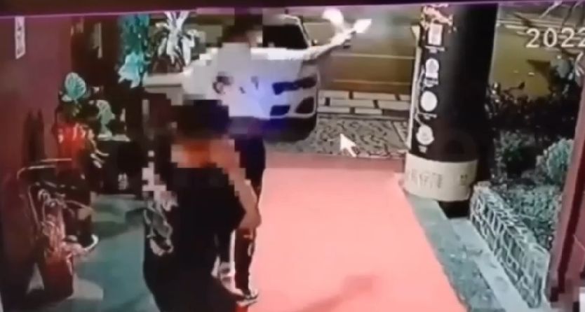 ▲花蓮一名男子，酒後在KTV外突朝天鳴槍。（圖／翻攝畫面）