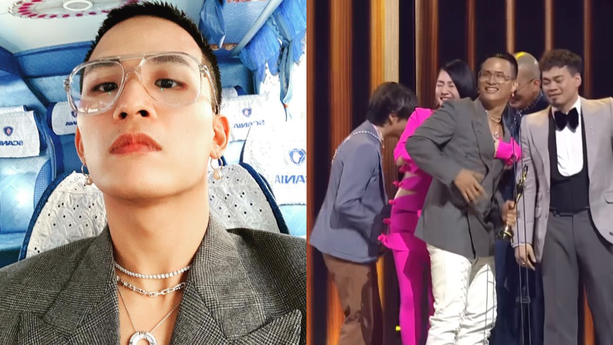 ▲茄子蛋阿斌被小S襲胸。（圖／黃奇斌IG、金曲獎YouTube）