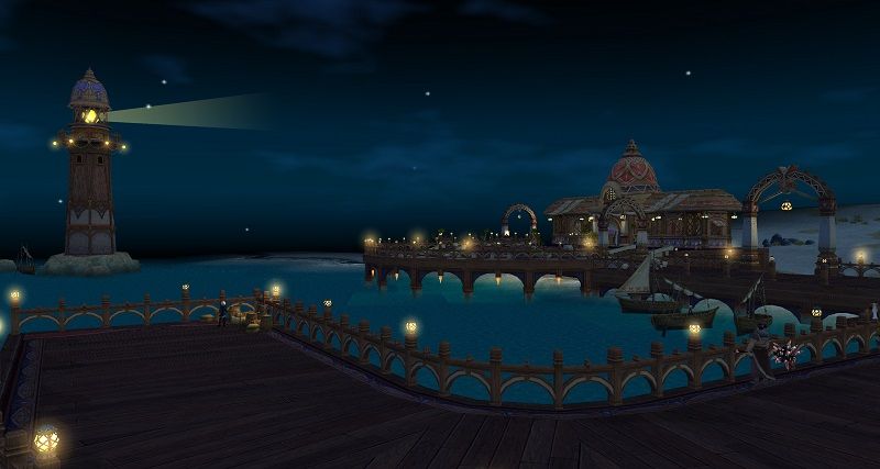 ▲《新瑪奇》大貿易時代港口夜景。（圖／遊戲橘子提供）