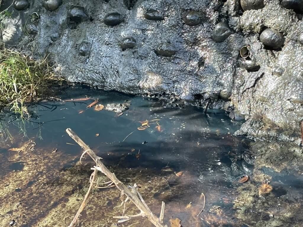 ▲高雄有民眾向環保局陳情楠梓區後勁溪有油污污染情形，環保局獲報後緊急布設攔油索進行油污防堵，並追查發現，源頭疑為中油橋頭供油中心。（高雄市環保局提供）中央社記者蔡孟妤傳真111年7月10日