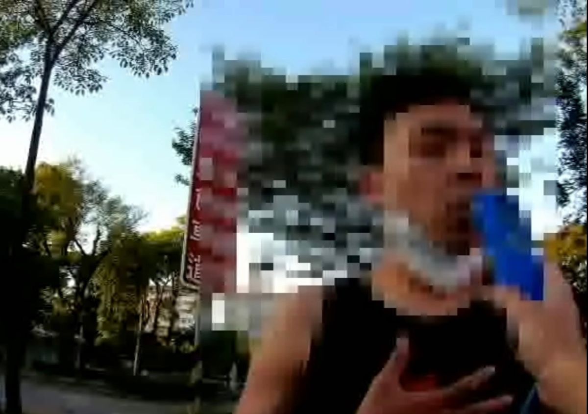 ▲李姓騎士辯稱，是因同行友人一起在了KTV 內喝了朋友放在桌上的杯子喝水，可能摻雜了酒精」才會如此，再三強調絕對沒飲酒。員警旋即對林姓騎士實施酒測。(圖／記者郭凱杰翻攝）