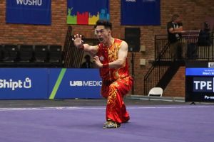 伯明罕世界運動會賴柏瑋勇奪武術男子南拳南棍全能項目銅牌。體育署提供 ▲伯明罕世界運動會賴柏瑋勇奪武術男子南拳南棍全能項目銅牌。體育署提供