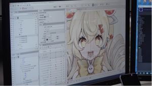 ▲VTuber的「皮」（虛擬形象）大多是使用Cubism建置出Live2D模型。圖為經紀團隊UMiLive旗下VTuber可洛莉的皮製作過程。（圖／記者王嘉鴻攝）